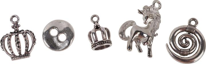 Produktbild VBS Charms-Anhänger-Mix "Einhorn und Co", 5er-Set (Metall)