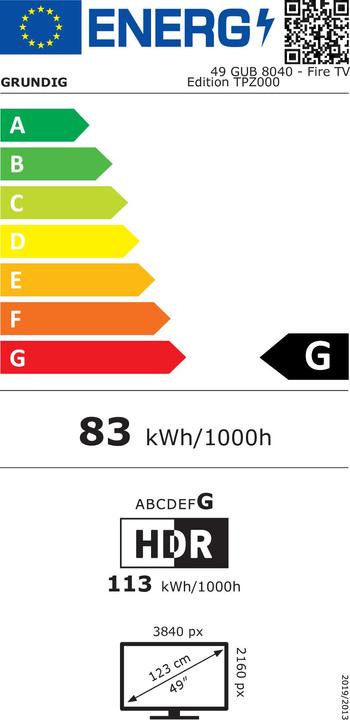 Label énergétique Grundig 49 AOP 8040 (49", LED, 4K, 2020)