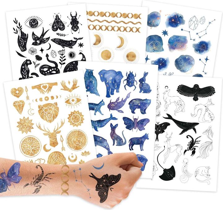 Produktbild Papierdrachen Metallic Tattoos – Sonne, Mond und Sterne