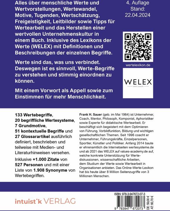 Nutritional values and ingredients Das grosse Buch der Werte 2024 (German, Frank H. Sauer, VINCI 3000 GmbH, 2024)