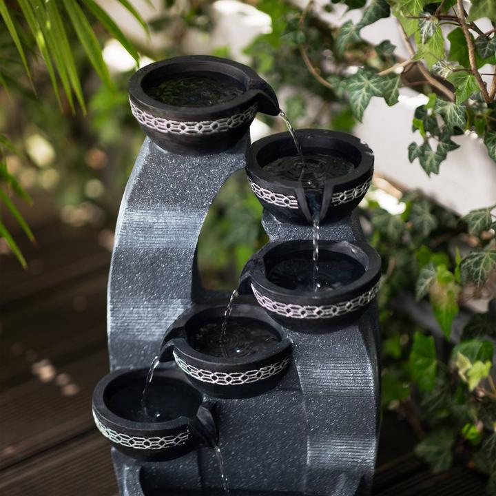 Actual product image Uniprodo Garden Fountain - 5 bowls on wall ensemble - LED lighting - 12 W