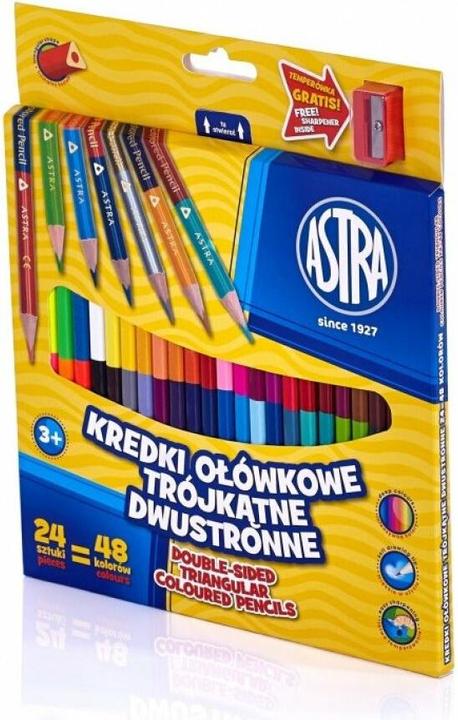Actual product image Astra Double-sided triangular pencils 24 = 48 colours (Multicoloured, 24 x)