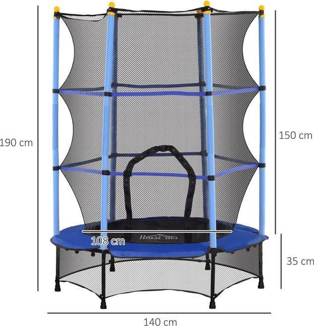 Actual product image Swisshandel24 Kinder Trampolin Ø140 cm, Trampolin für Kinder 3-10 Jahre, Gartentrampolin, blau (140 cm)
