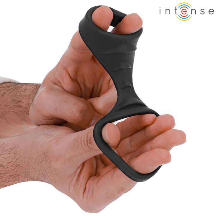 Actual product image Intense Theo Doppelter Penisring Aus Silikon Schwarz Modell 3 (11 cm)