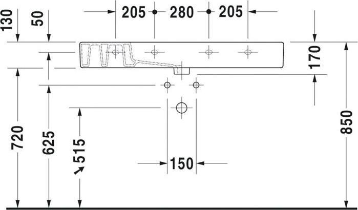 Actual product image Duravit Furniture washbasin VERO w ÜL HLB 1050x490mm 1 tap hole white WG (490 mm, 1050 mm)