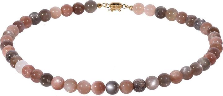 Actual product image Xen Multicolour moonstone necklace 10 mm beads magnetic clasp 925 AG/gold-plated (925 Sterling silver, 48 cm)