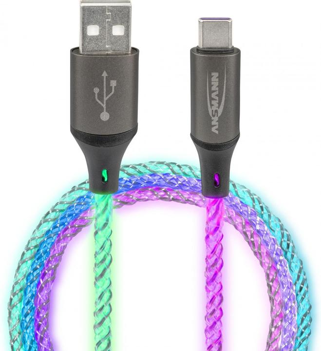 Produktbild Ansmann USB-A / USB-C Kabel mit LED Beleuchtung 100cm 1700-0158 (1 m, USB 3.0)