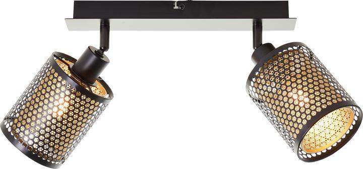 Image du produit Brilliant Cheval Spotbalken 2flg noir or métal 2x D45, E14, 28 W, Geeign (E14)