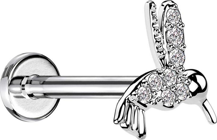 Image du produit Star Piercing Micro Labret femelle argenté Cristaux de colibri argentés (Laiton, Acier chirurgical 316L)