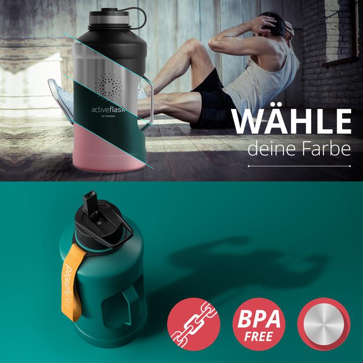 Actual product image BeMaxx Active Flask Drinking Bottle, Single-Wall, 2200ml (2.20 l)