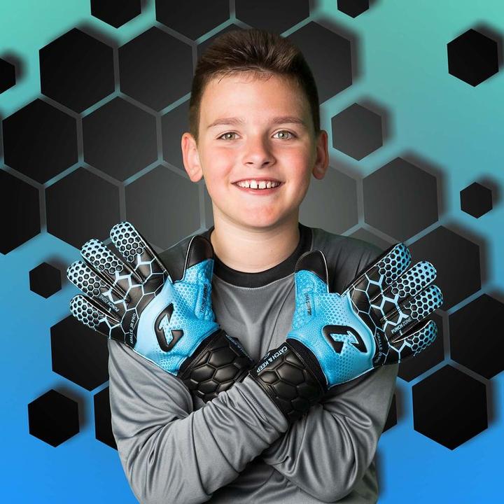 Produktbild Catch & Keep Fussballhandschuhe Kralle Junior Pro 3.0 Gr. 3 Blau Torwart Keeper Goalie Handschuhe (3)