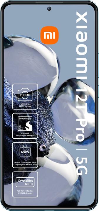 Productafbeelding Xiaomi 12T Pro (256 GB, Blauw, 6.67", Dubbele SIM, 200 Mpx, 5G)