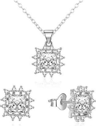 Agato Charming Silver Zirconia Jewelry Set AGSET363R-W (Necklace. Pendant. Earrings)