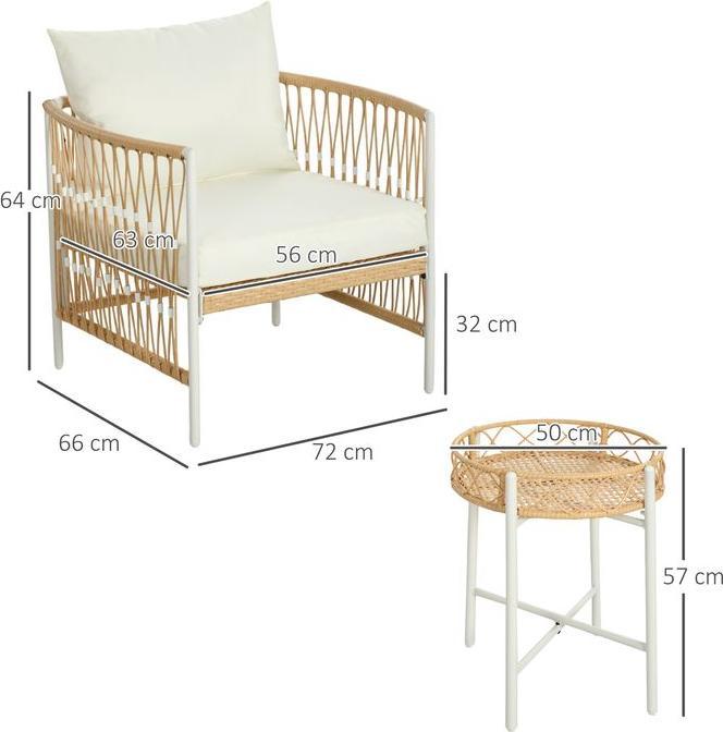 Produktbild Swisshandel24 3er Set Rattan Gartenmöbel-Set, Gartengarnitur mit 2 Gartenstühle, Gelb+Creme