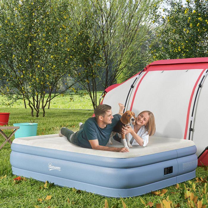 Produktbild Swisshandel24 Campingmatratze für 2 Personen, aufblasbar, eingebaute Pumpe, Tragetasche, 203x152x46cm, Hellblau (152 x 203 cm)