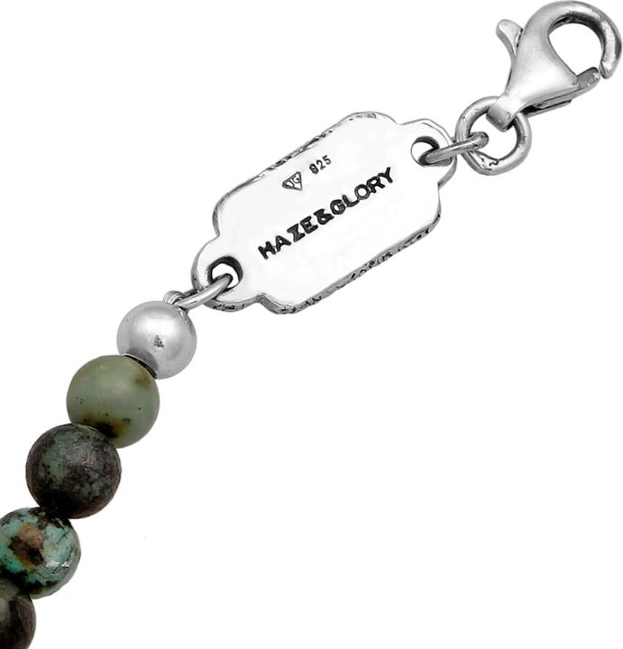 Image du produit Haze & Glory Bracelet Turquoise Africaine Océan Perles 925 Argent (23 cm, Argent sterling 925, Acier inoxydable)
