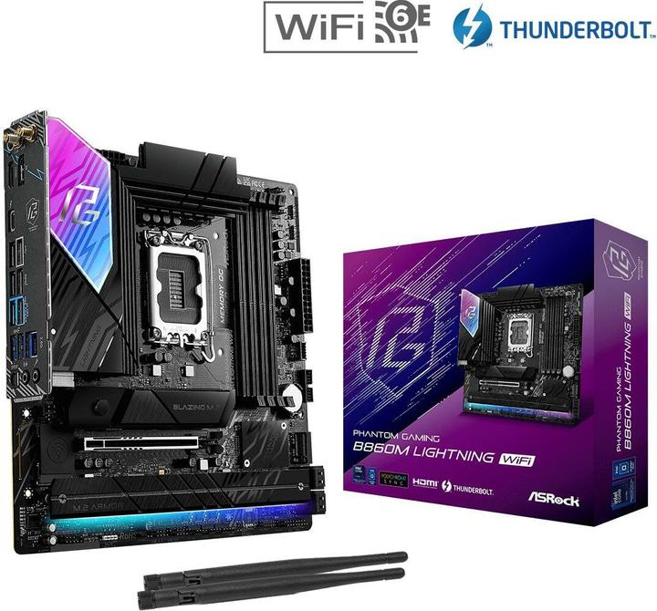 AsRock B860M Lightning WiFi DDR5 Intel S kleinhandel (LGA 1851, Intel B860, mATX)