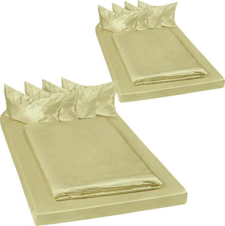 Immagine prodotto tectake 2x set di biancheria da letto in raso (Set di biancheria da letto, 200 x 150 cm)