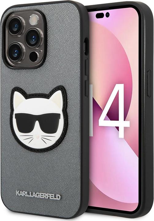 Actual product image Karl Lagerfeld Hard Cover Choupette Head Case Silver, for iPhone 14 Pro Max, KLHCP14XSAPCHG (Apple iPhone 14 Pro Max)
