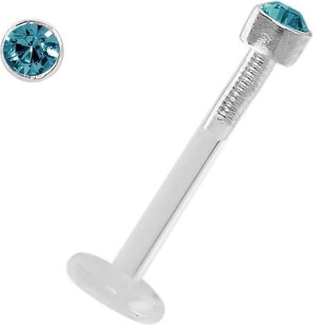 Bijouteria Piercing für Lippe/Tragus (Bioplast, Silber 925, Swarovski Kristall)