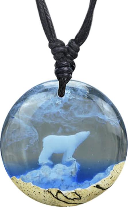 Actual product image Star Piercing Halskette schwarz Anhänger Eisbär Epoxy blau aus Tamarind Holz (without brass, Organic)