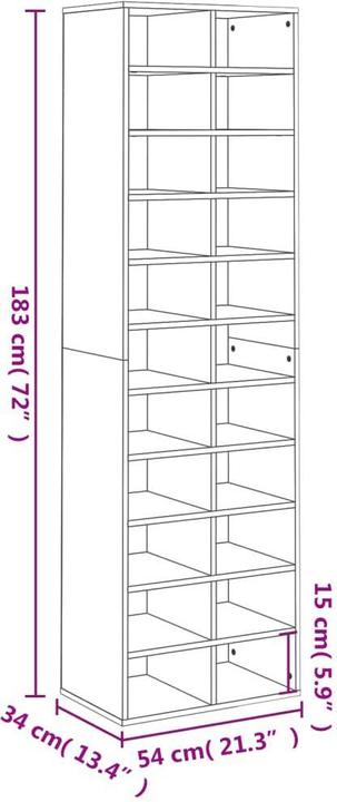 Produktbild VidaXL Gianna (54 x 34 x 183 cm)