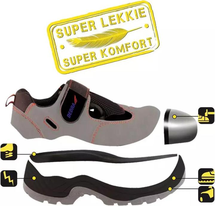 Immagine prodotto Dedra Sandali di sicurezza D2 nubuck molto leggeri, misura 47 (BH9D2-47) (S1, 47)