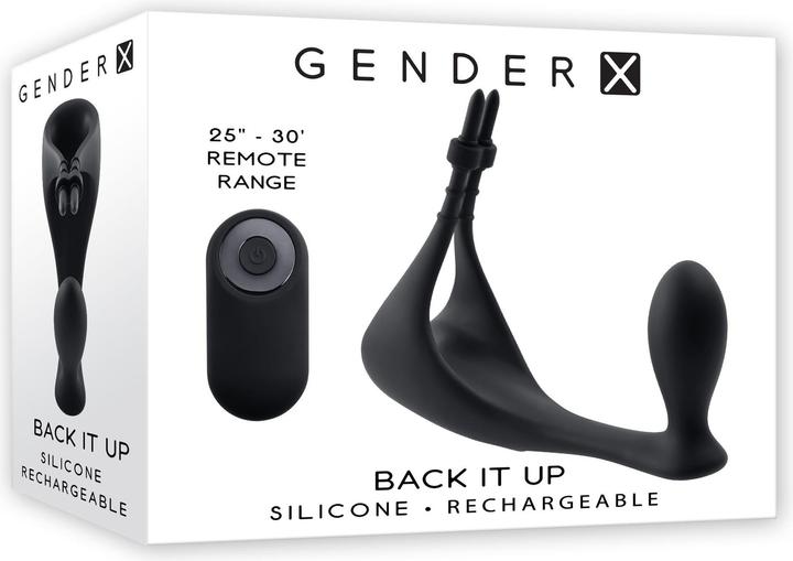 Productafbeelding Gender X Back It Up Vibrerende Plug en Cockring - Zwart