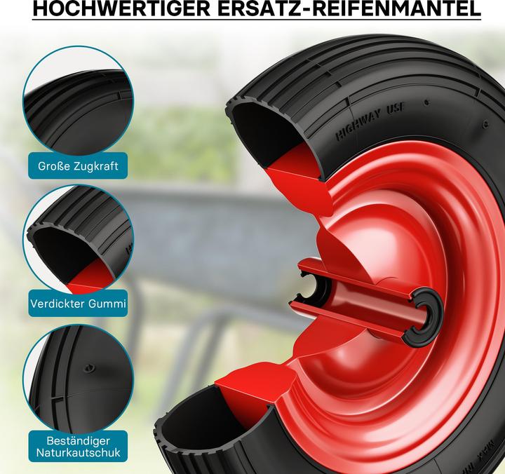 Produktbild Wiltec Rad Reifen 4.00-8 160kg Winkelventil Luftreifen Felge Ersatzrad Sackkarre (160 kg)