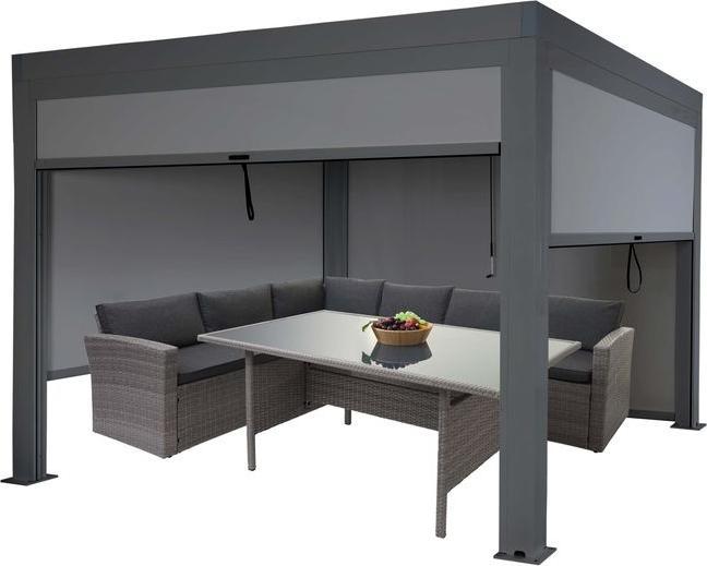 Mendler Pergola HWC-L46, armature en aluminium de 11 cm, résistante aux tempêtes 3x3m, anthracite (300 cm, 300 cm)