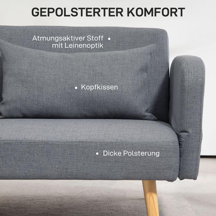 Produktbild Swisshandel24 3-Sitzer Schlafsofa, Gäste-Doppelbett, bis 240 kg, Klapplehnen, Holzrahmen, 170x83x80cm, Grau (3-Sitzer)