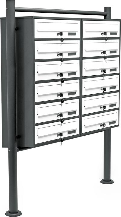 Actual product image Wiltec 12 letterbox system anthracite/white 898x270x1500 mm free-standing letterbox