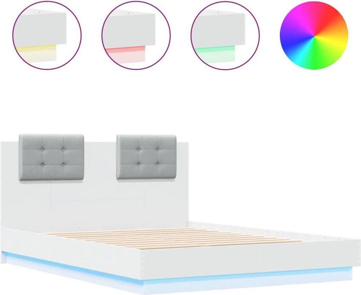 Image du produit VidaXL Cadre de lit avec tête de lit et lampes LED (140 x 190 cm)