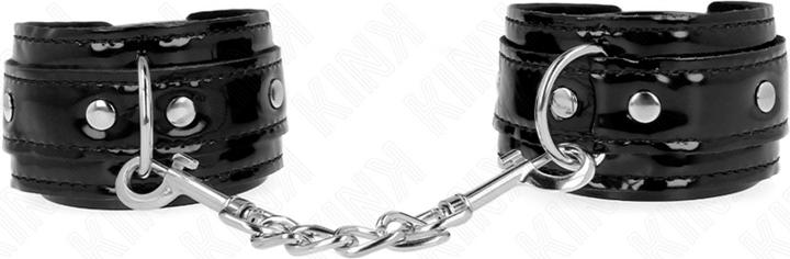 Actual product image Kink SHINY NEOPRENE HAND CUFFS ADJUSTABLE 17-24 CM X 4.5 CM