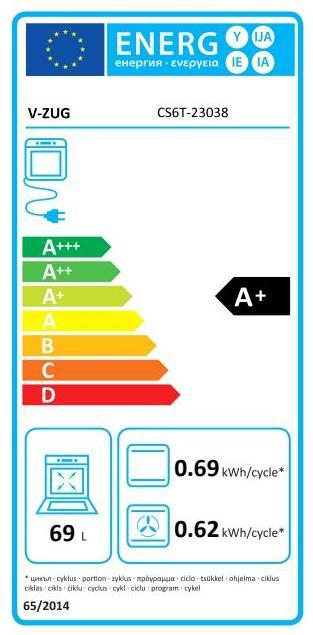 Energie-Label V-Zug CombairSteamer V6000 60 2303800019