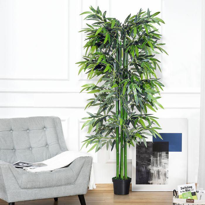 Produktbild Swisshandel24 Künstliche Pflanze, 180 cm Kunstpflanze, Künstlicher Bambusbaum, Kunstbaum mit Übertopf, Zimmerpflan (180 cm)