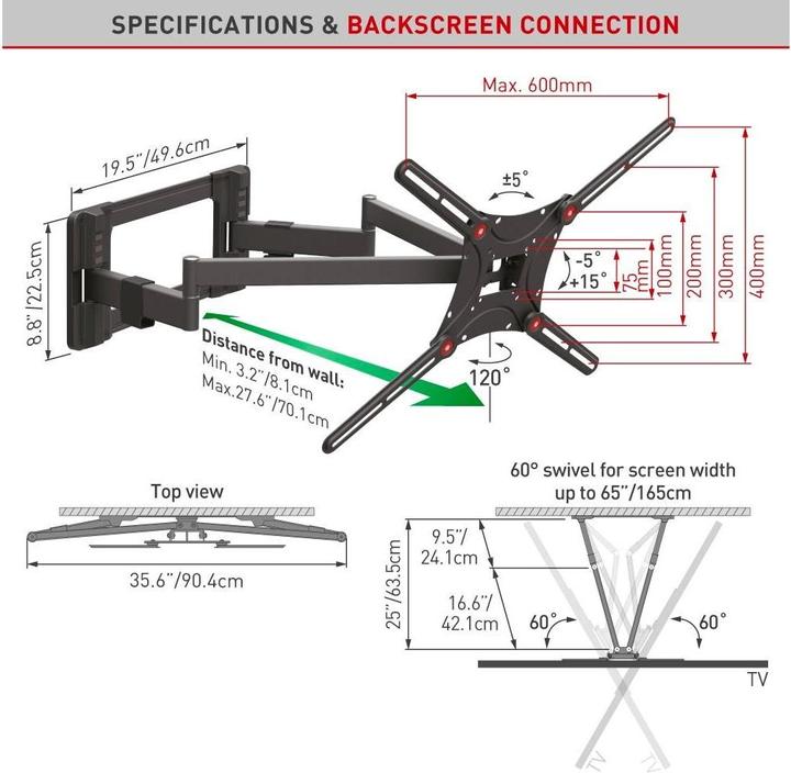 Image du produit Barkan WH 464L (Mur, 90", 60 kg)