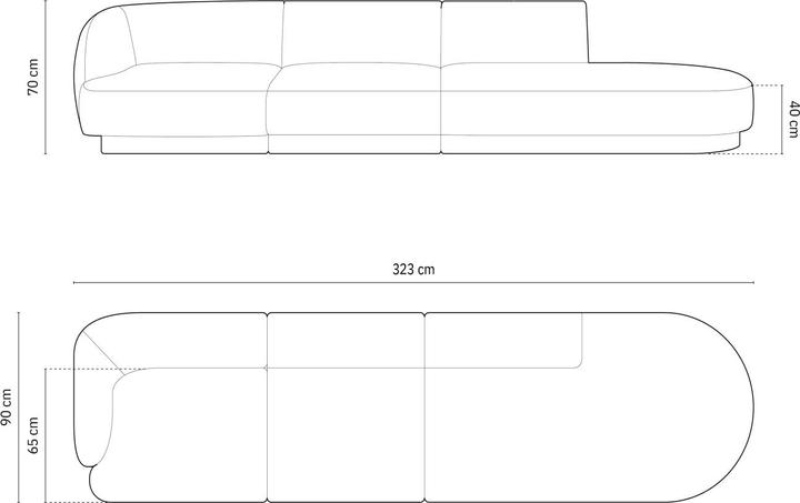 Image du produit Micadoni Canapé Droit, "Miley", 4 Places, 323x90x70Fabriqué en Europe (2 places, 3 places, 4 places)