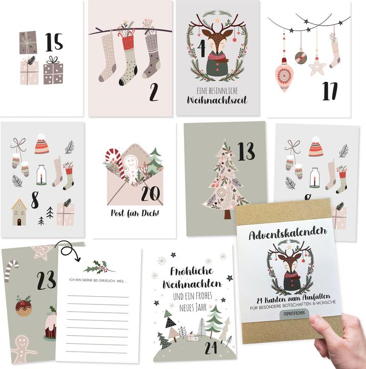 Produktbild Papierdrachen Adventskalenderset - 24 Karten zum Ausfüllen