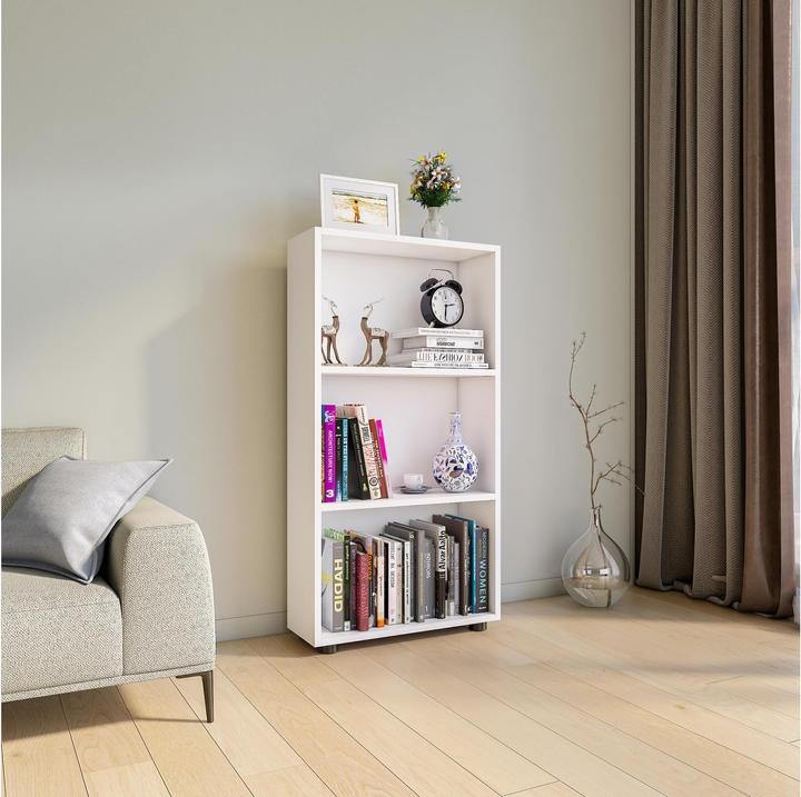 Produktbild VCM Holz Aufbewahrung Stand Regal Bücherregal Deko Bücher Standregal Bulas 3 Fächer (56 x 20 x 108 cm)