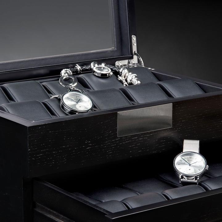 Actual product image Heisse & Söhne Watch box Monteray 20 Ash - Black silk matt