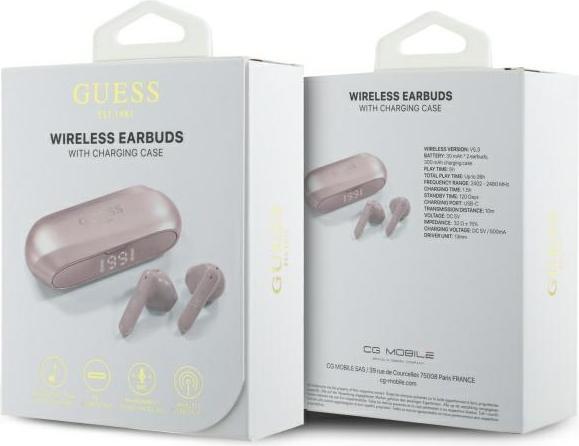 Produktbild Guess Kabellose Kopfhörer Elongated Metallic ENC TWS Bluetooth Headset - Rosa (ANC, 26 h, Kabellos)
