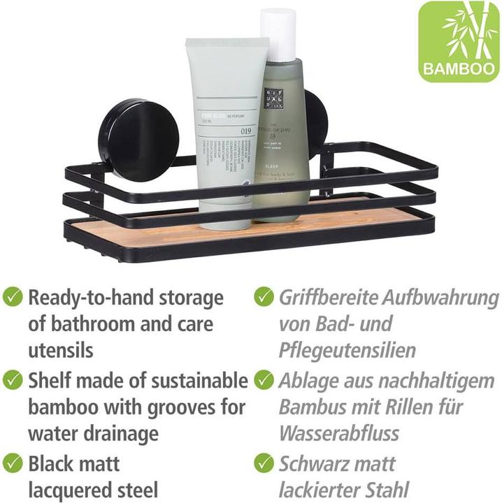 Actual product image Wenko Static-Loc® Alba shower basket steel, bamboo