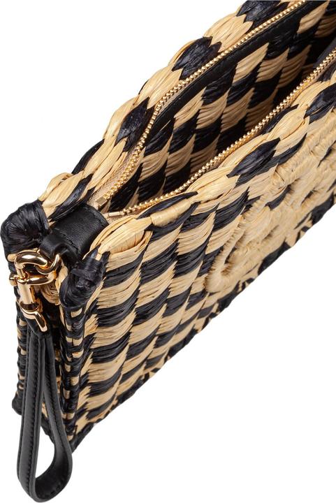 Actual product image Tory Burch pouch ella in raffia in raffia natural and black color