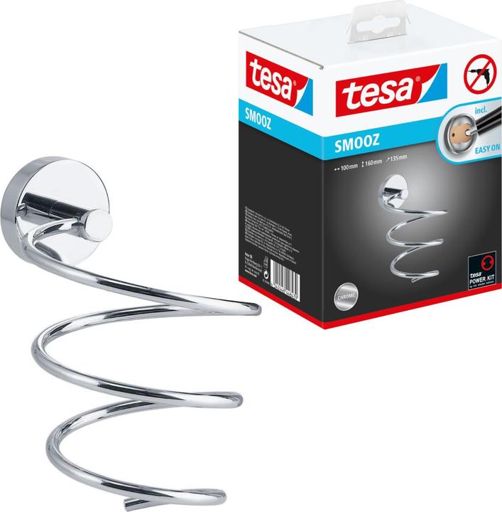 Actual product image tesa SMOOZ hairdryer holder incl. adhesive solution without drilling