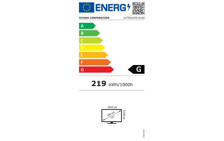 Actual product image iiyama 189.3cm(75") LH7564UHS-B1AG 16:9 2xHDMI+USB-C (Speditionsversand) (3840 x 2160 Pixels, 75")