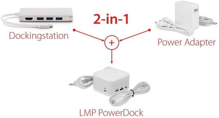 Produktbild LMP PowerDock Weiss (USB-C, 5 Ports)