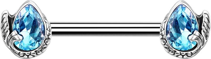Star Piercing Barbell silber Meerjungfrau Kristalltropfen aqua (Chirurgenstahl 316L, Messing)