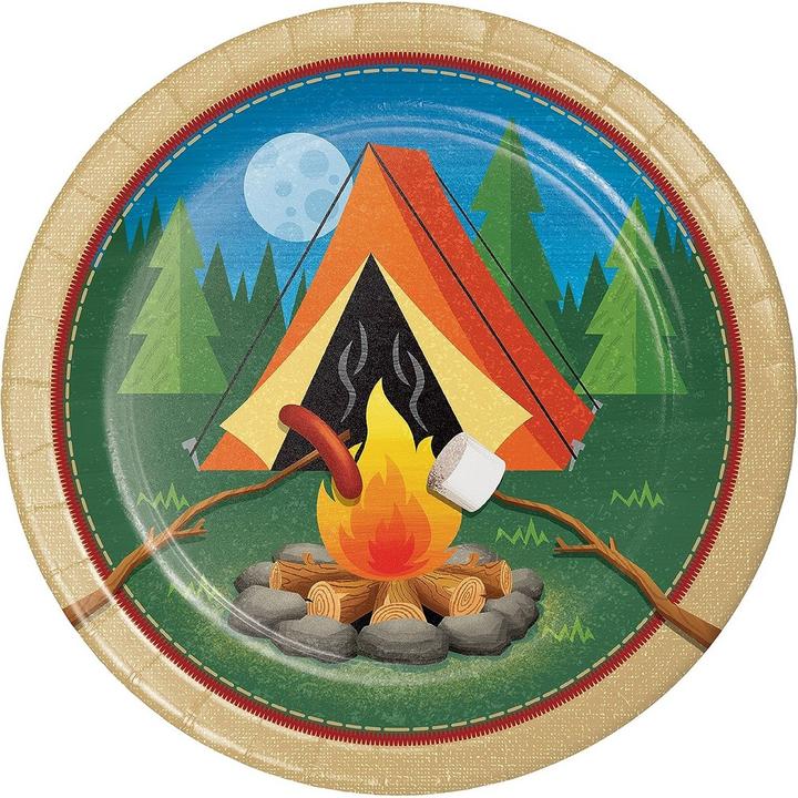 Image du produit Creative Party Assiettes d'anniversaire en papier pour le camping (paquet de 8) (8 x)