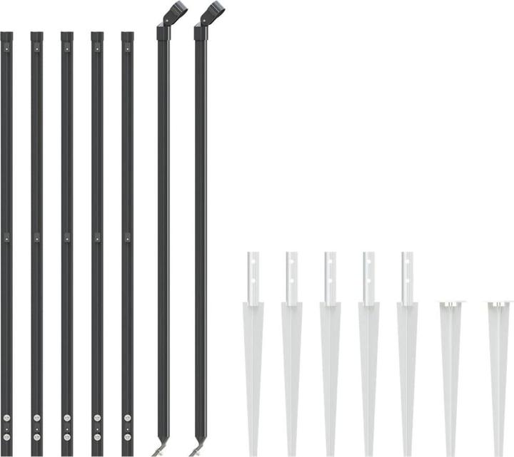 Produktbild VidaXL Maschendrahtzaun mit Bodenhülsen Anthrazit 1x10 m